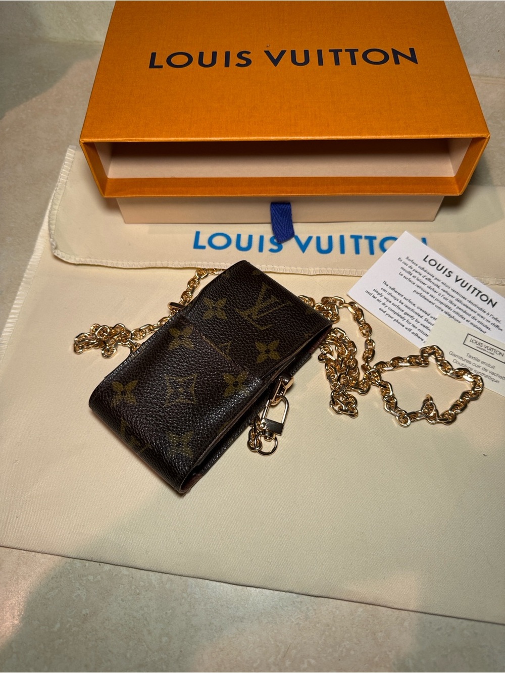 Louis Vuitton Monogram Cigarettes Case Repurposed w/ Gold Chain To Crossbody
